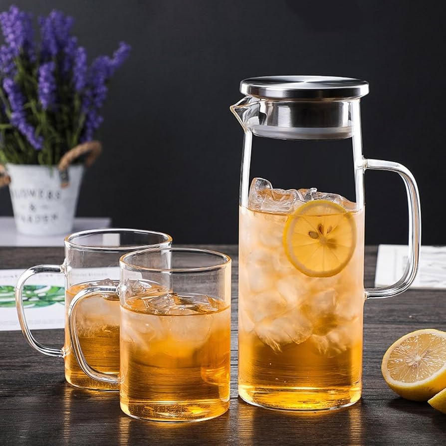 Amazon.co.jp: Tloszu ガラスポット 1L/1.5L 耐熱 直火可 冷蔵庫